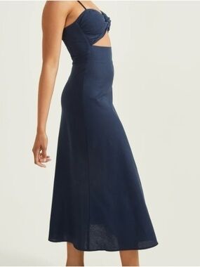 NWT Altar'd State Navy Blue Midi Dress Cutout Bodice Soft Breathable Nautical